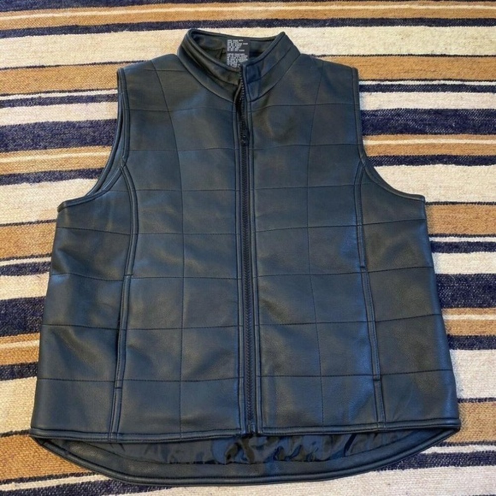 Vintage No‎ Boundaries Vest Black Quilted Puffer Medium Full Zip Punk Goth Y2K